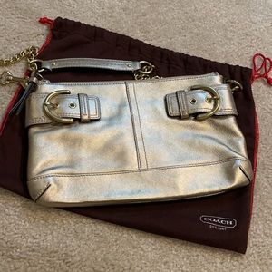 Coach gold leather shoulder bag